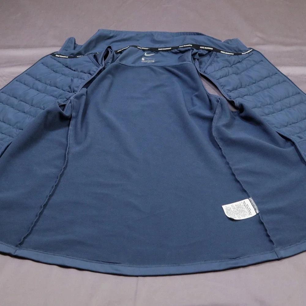 Nike Running Vest Womens Medium Navy Blue Quilted Puffer Full Zip 856222-471